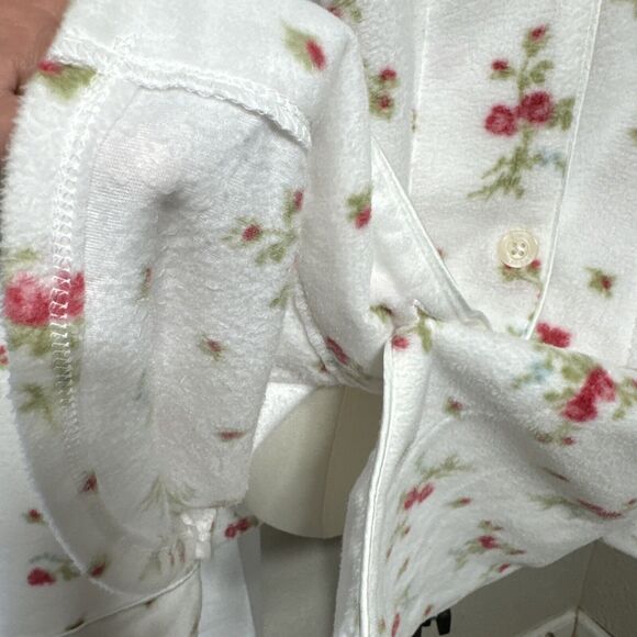Lauren Ralph Lauren Floral Pajama Top Polar Flece Collared button up Size XL - Picture 7 of 14